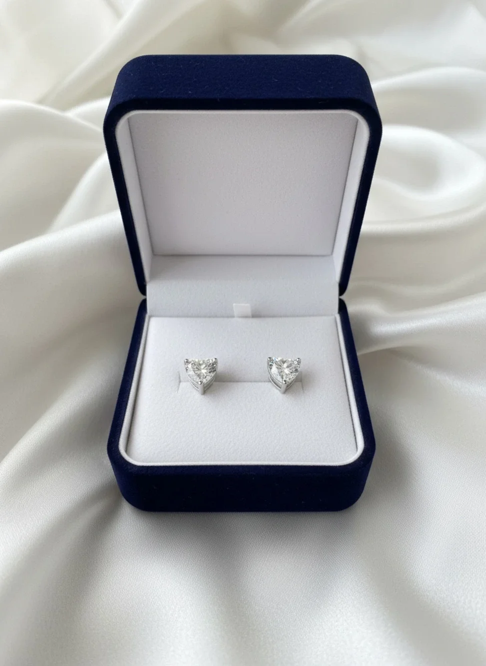 2.4 CT Heart Shape Moissanite Stud Earrings in Sterling Silver